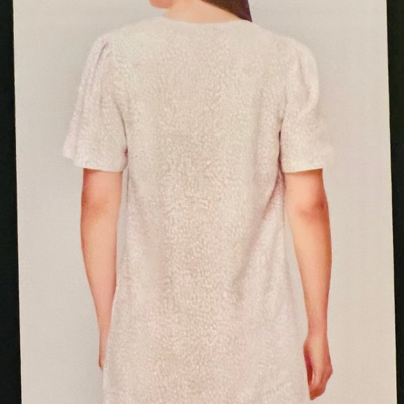 NWT Nicole Miller Original Ladies' White & Tan Pleat Hem Linen Blend Shirt Dress - Picture 14 of 14